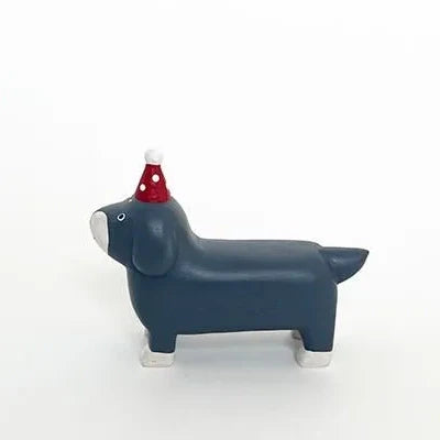 Figurine en bois – Teckel – Noël