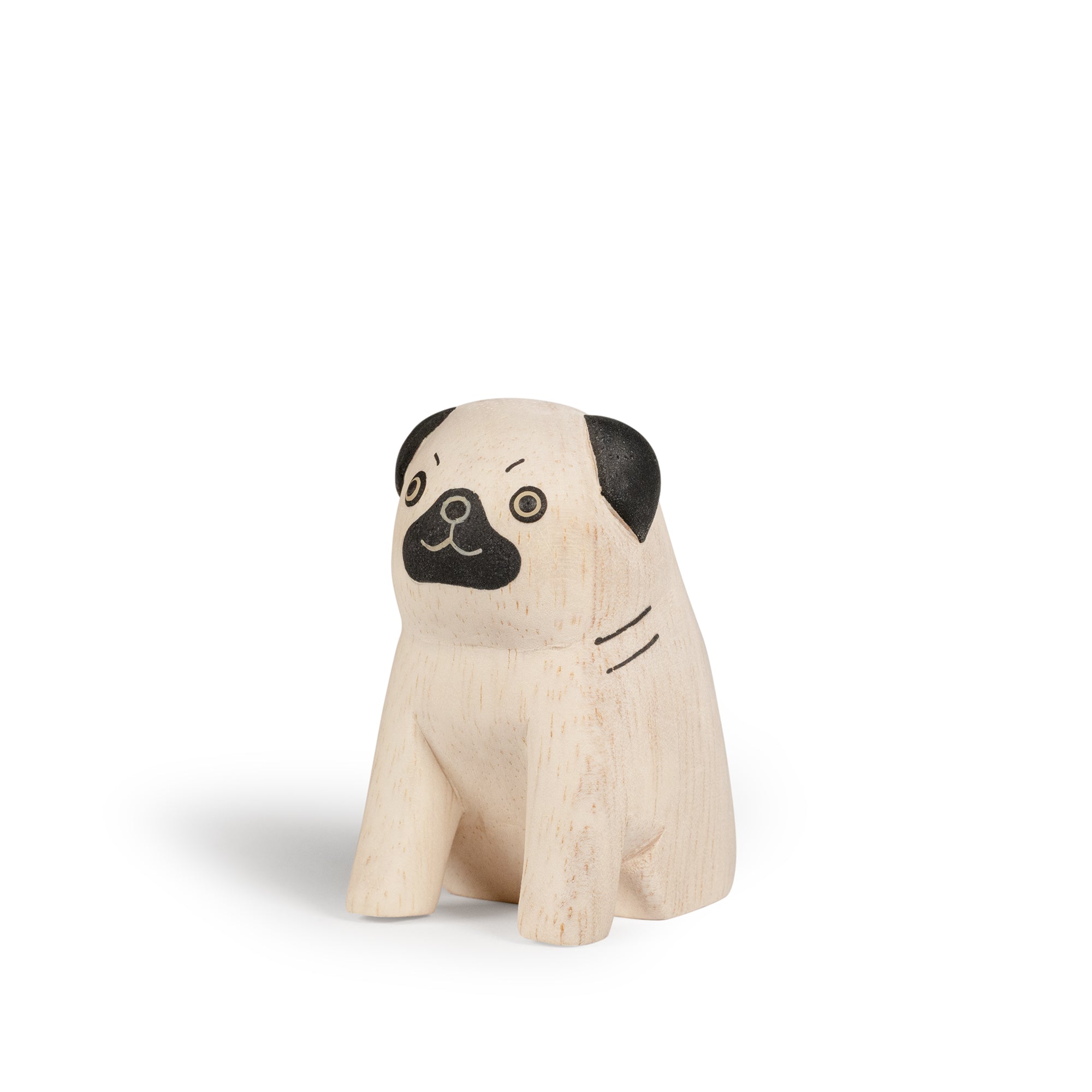 Figurine Chien Carlin en Bois