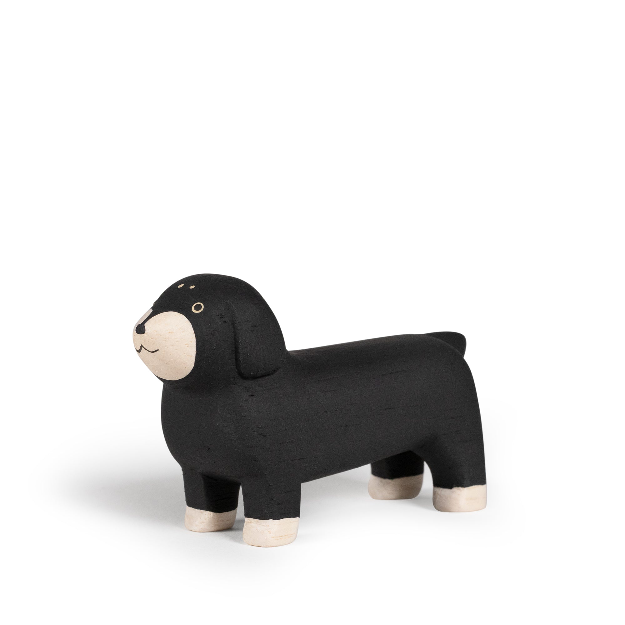 Wooden Black Dachshund Figurine