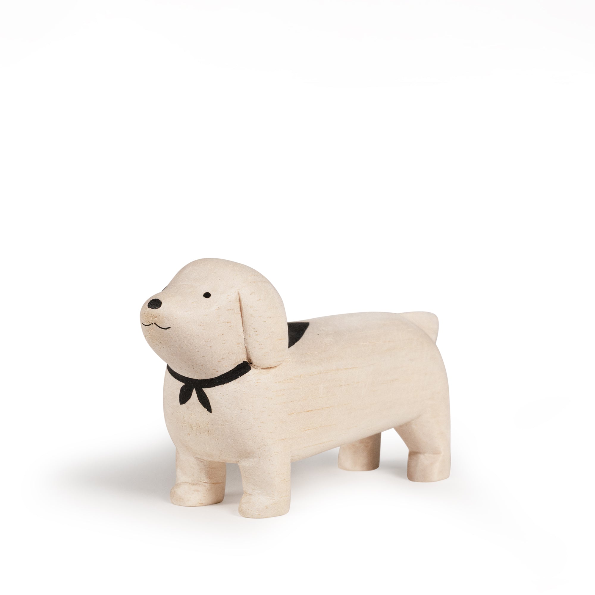 Wooden White Dachshund Figurine