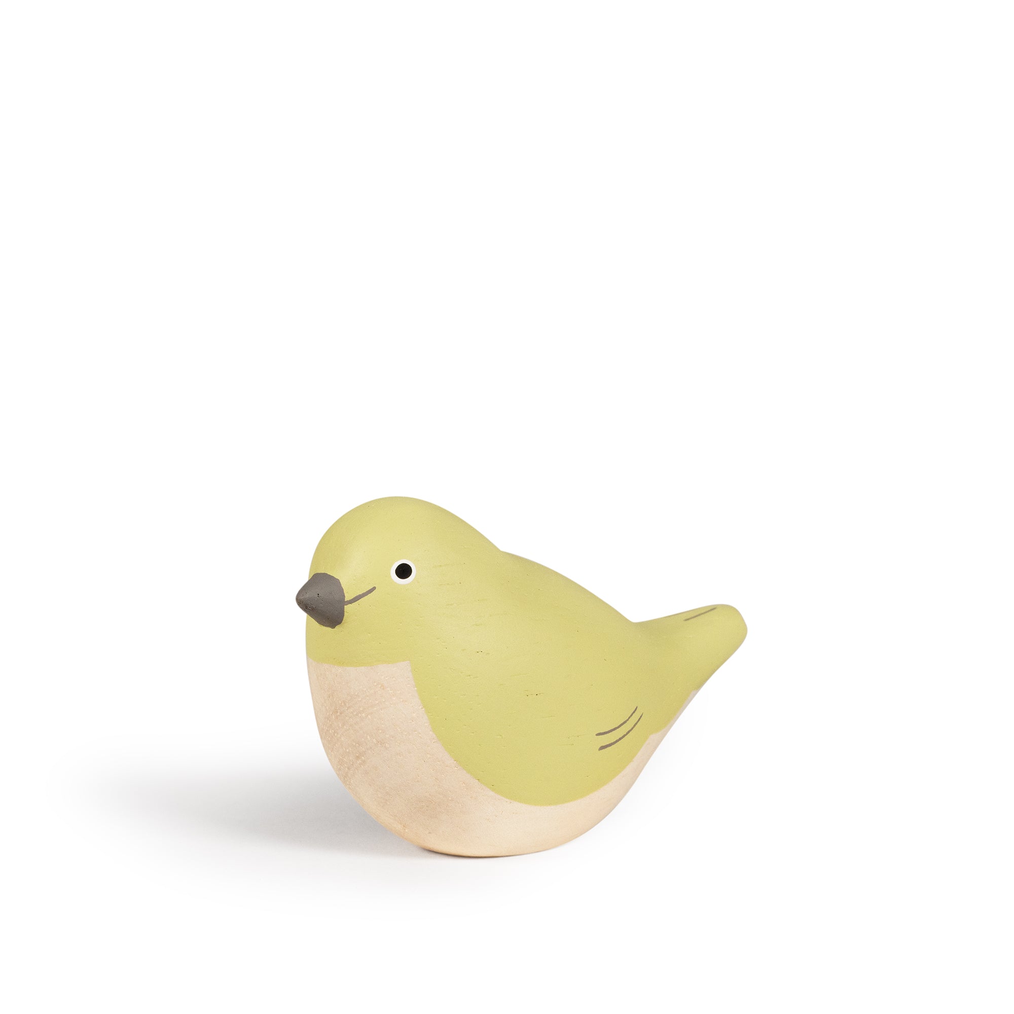 Figura de pájaro de ojos blancos de madera