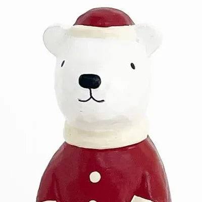 Figurine en bois – Ours polaire Père Noël avec cœur