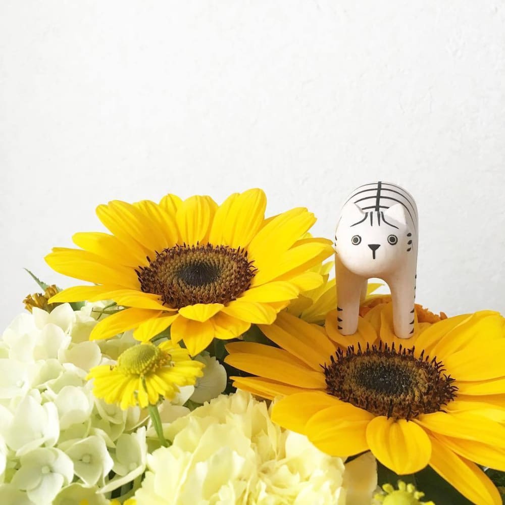 Figurine Chat tigré en Bois