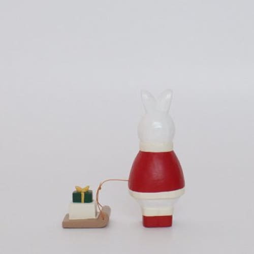 Figurine Lapin de Noël avec Cadeau Bois