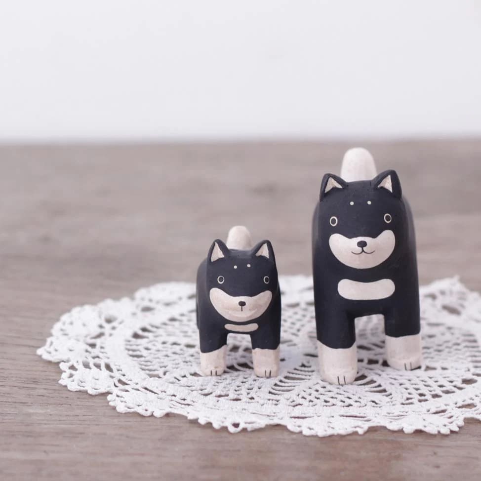 Figurine Shiba Parent en Bois