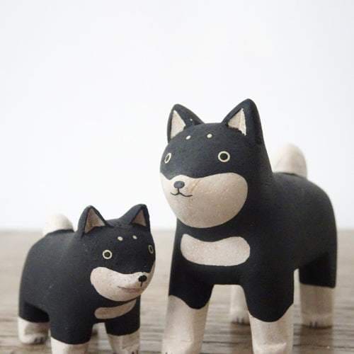 Figurine Shiba Parent en Bois