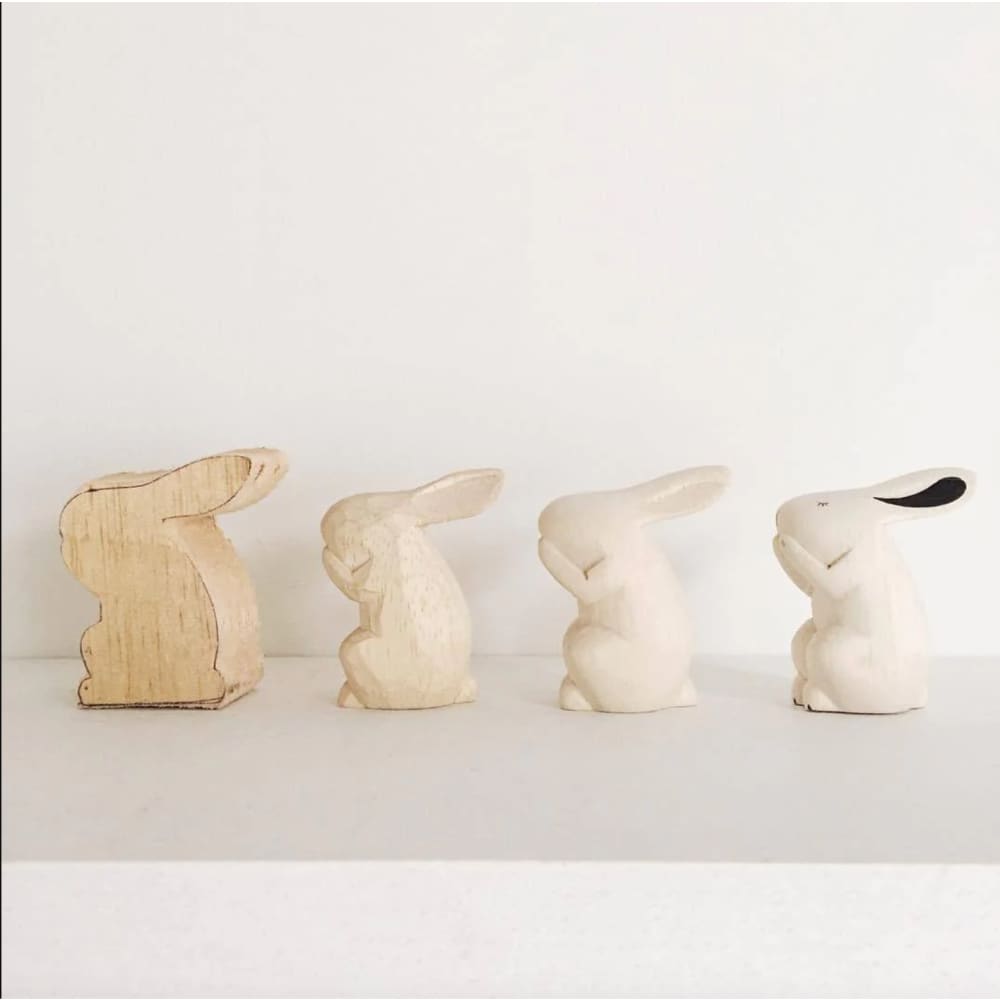 Figurine Lapin Parent en Bois