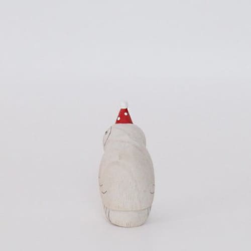 Figurine en bois - Parent chouette avec chapeau de fête - FIGURINES EN BOIS