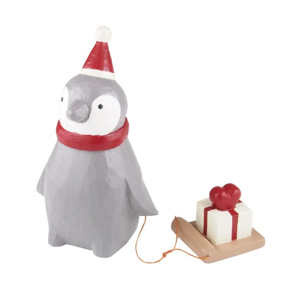 Figurine en Bois - Pingouin Noël - Cadeau - FIGURINES EN BOIS