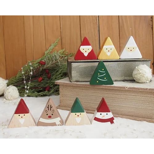 Figurine Père Noël Triangulaire de Noël Rouge