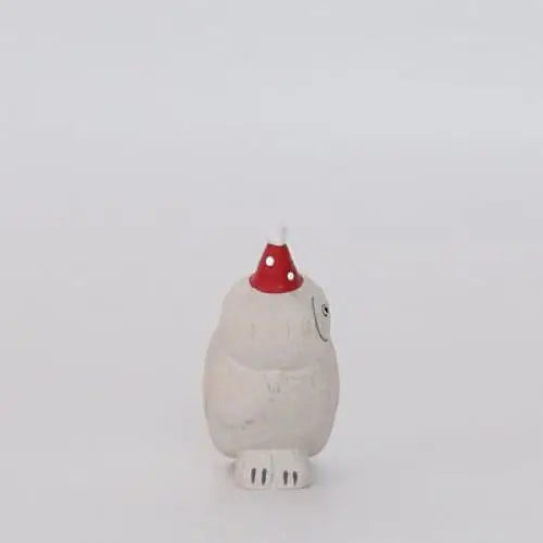 Figurine en bois - Parent chouette avec chapeau de fête - FIGURINES EN BOIS