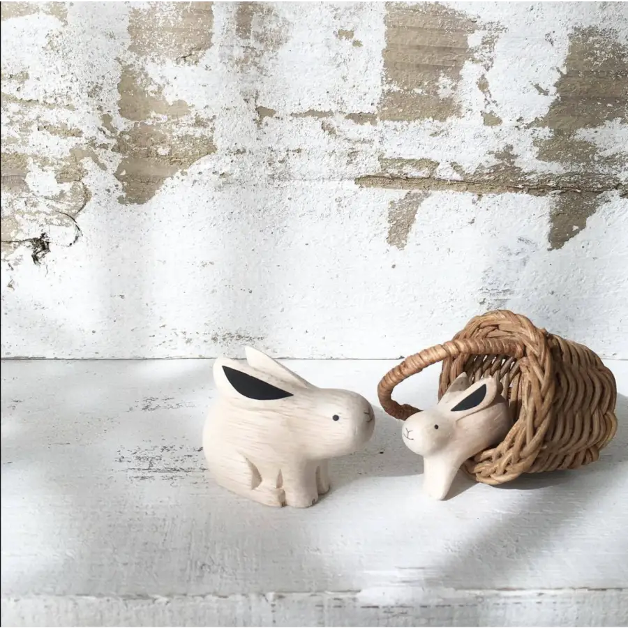 Figurine Lapin Parent en Bois - Wodden Animal