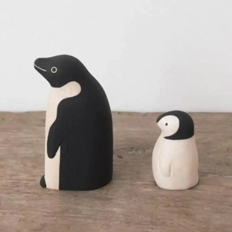 Figurine Pingouin Parent en Bois - Wodden Animal