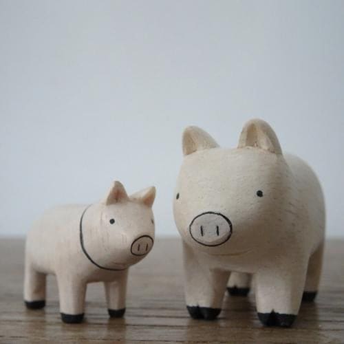 Figurine Famille cochons en Bois