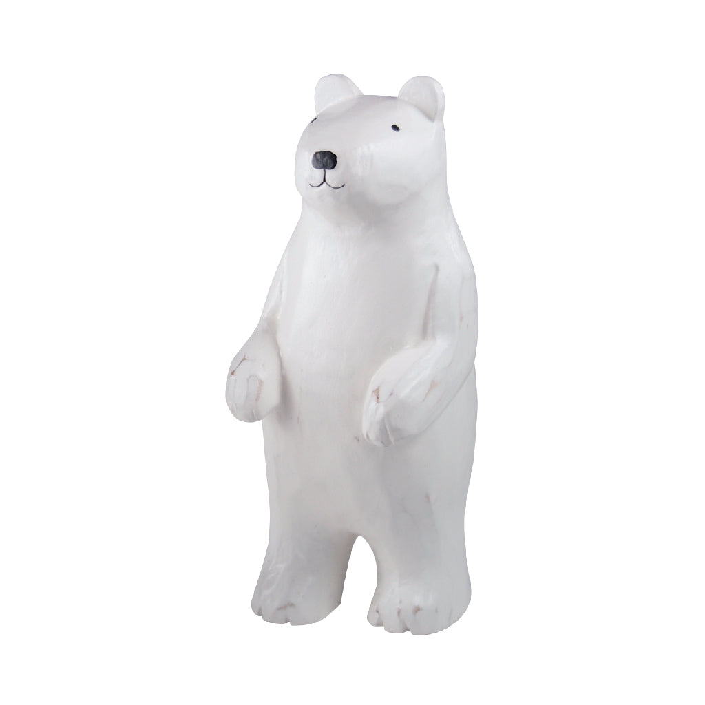 Figurine en bois – Ours polaire espiègle (parent) – Collection Animaux en bois