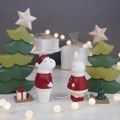 Figurine en bois – Lapin Père Noël