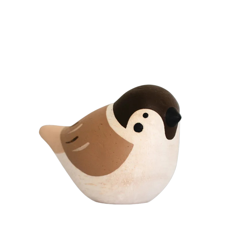 Figura de gorrión de madera