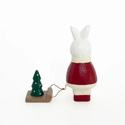 Figurine en bois – Lapin Père Noël