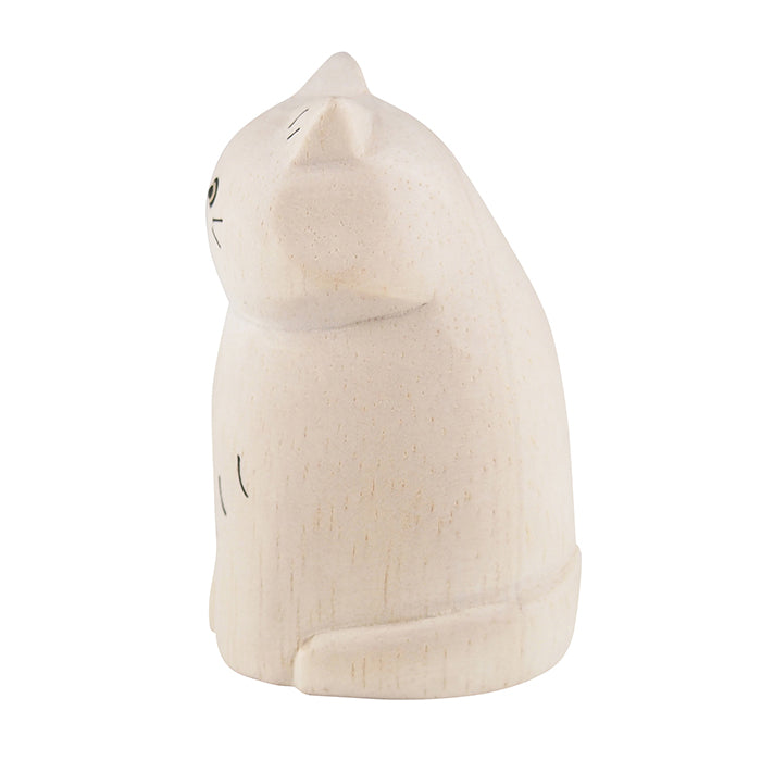 Figurine en bois – Chat blanc aux longs poils