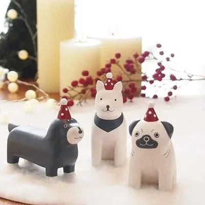 Figurine en bois – Teckel – Noël
