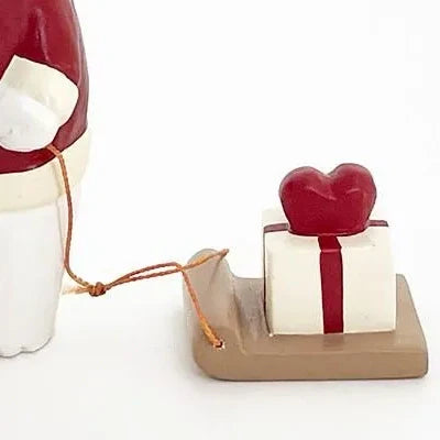 Figurine en bois – Ours polaire Père Noël avec cœur