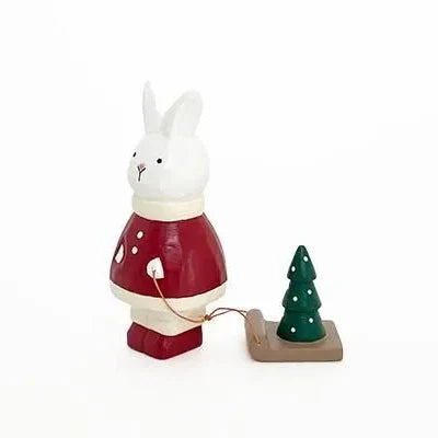 Figurine en bois – Lapin Père Noël