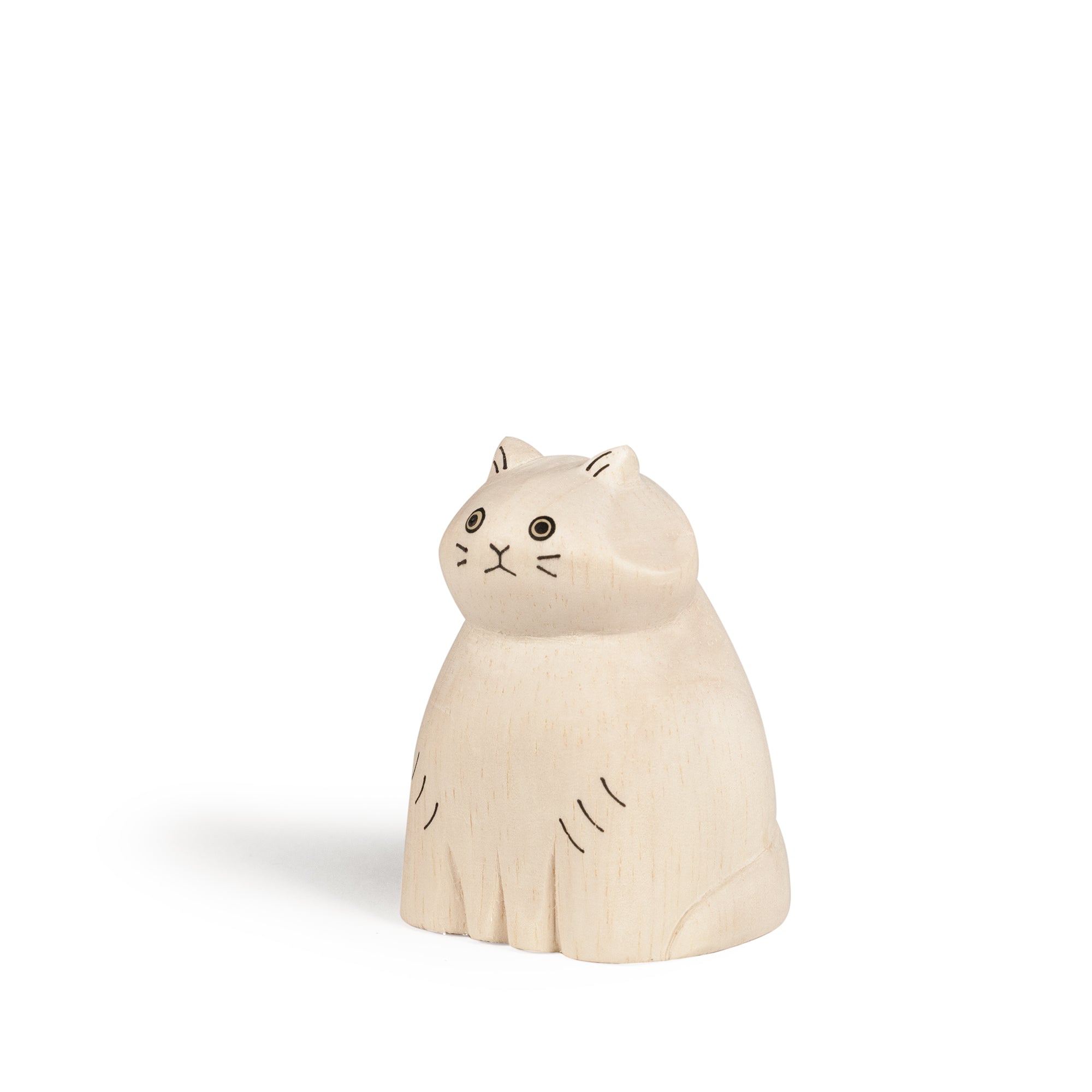 Wooden figurine – Long-haired White Cat