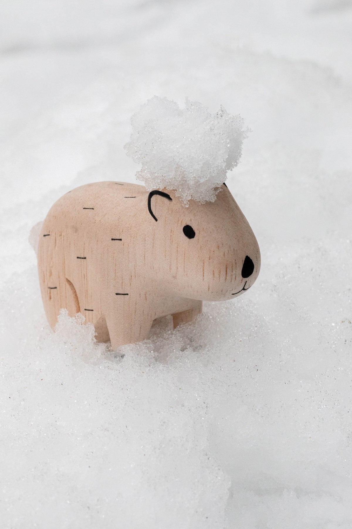 Figura de capibara de madera ambientada