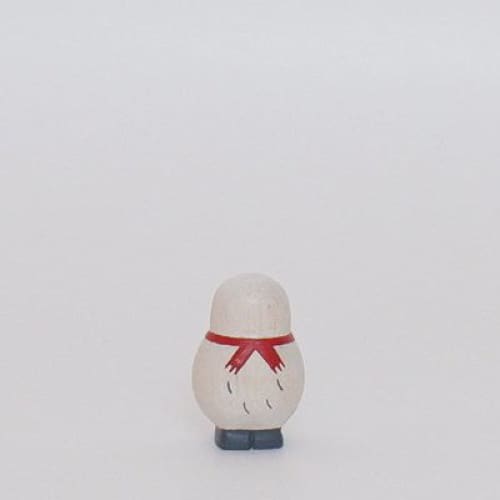 Figurine en bois - Bébé chouette écharpe rouge