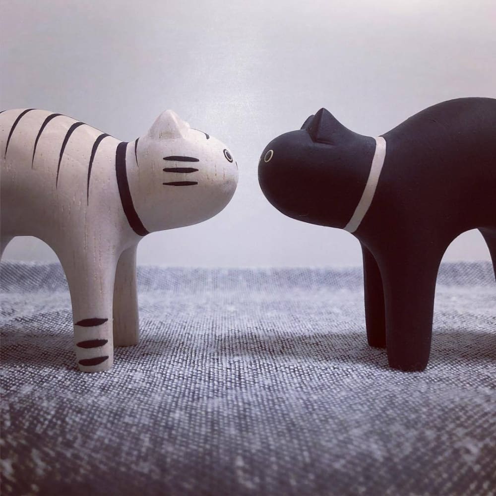 Figurine Chat tigré en Bois