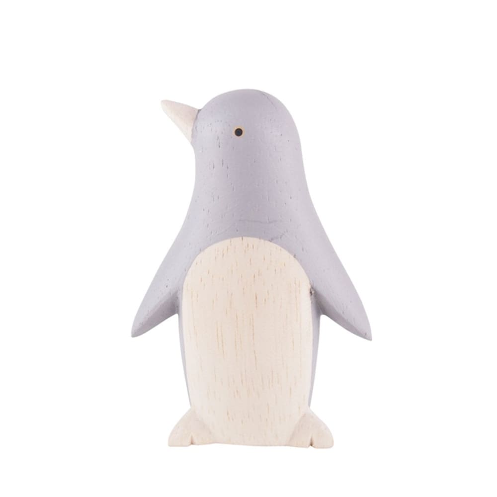 Figurine Pingouin gris en Bois