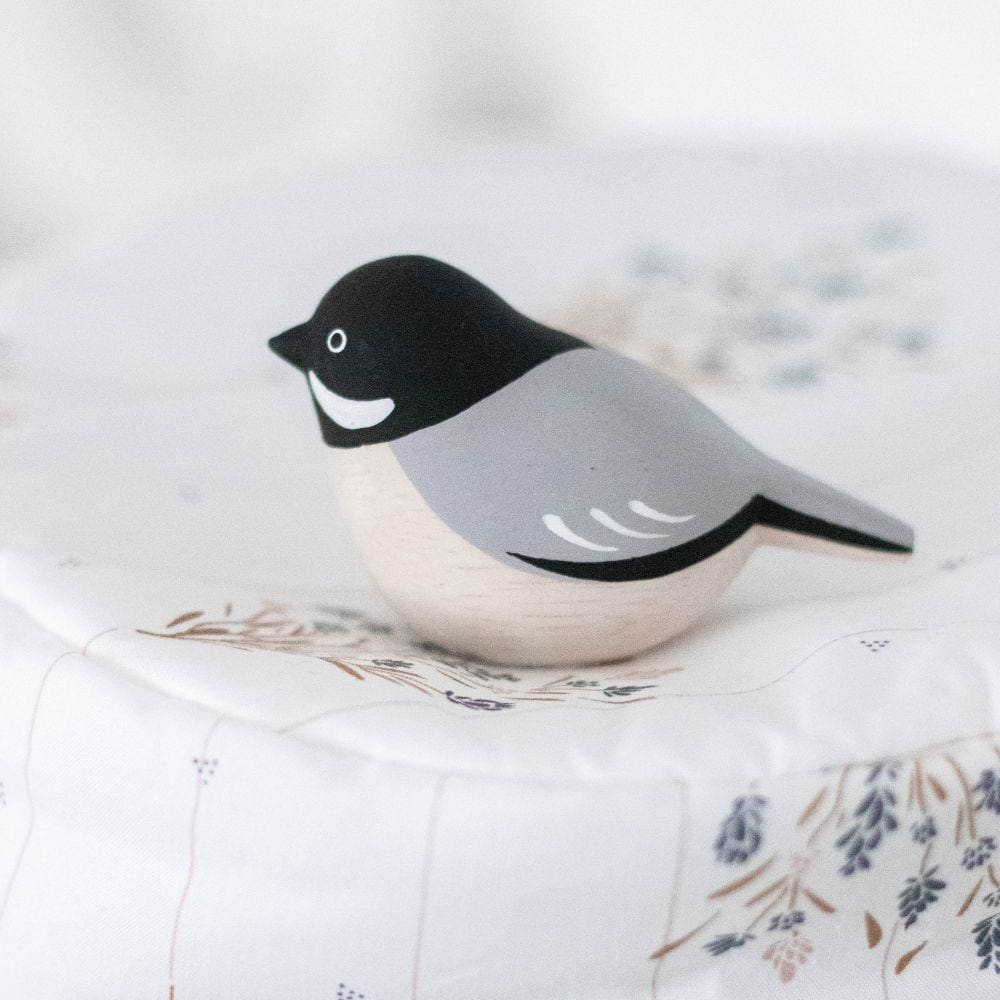 Figurine en bois  - Mésange à tête noire