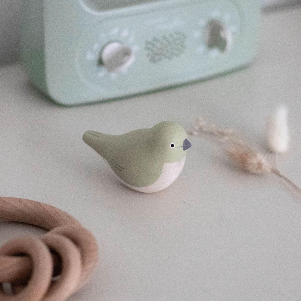 Figurine Oiseau aux yeux blancs en Bois