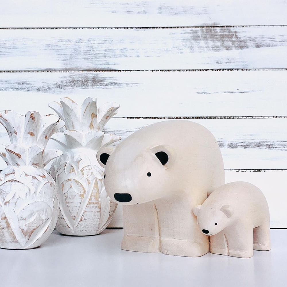 Figurine en bois grande taille  - Ours Polaire