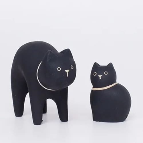 Figurine Enfant Chat noir en Bois