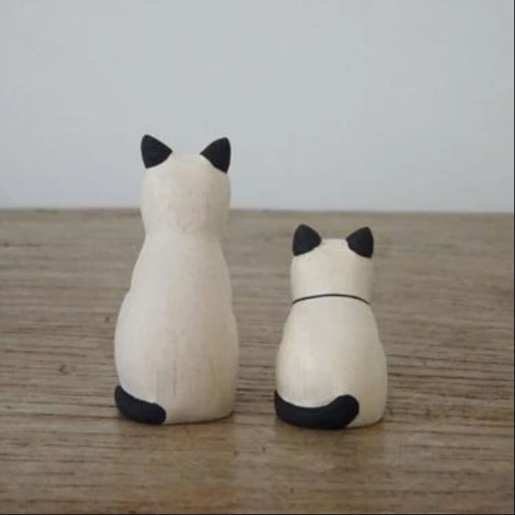 Figurine en bois Oyako - Chaton Siamois