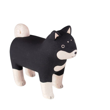 Figura de shiba madre de madera
