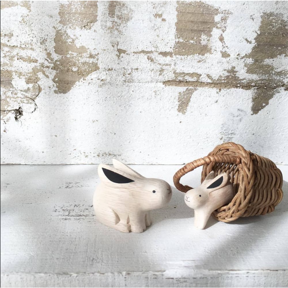 Figurine Lapin Parent en Bois