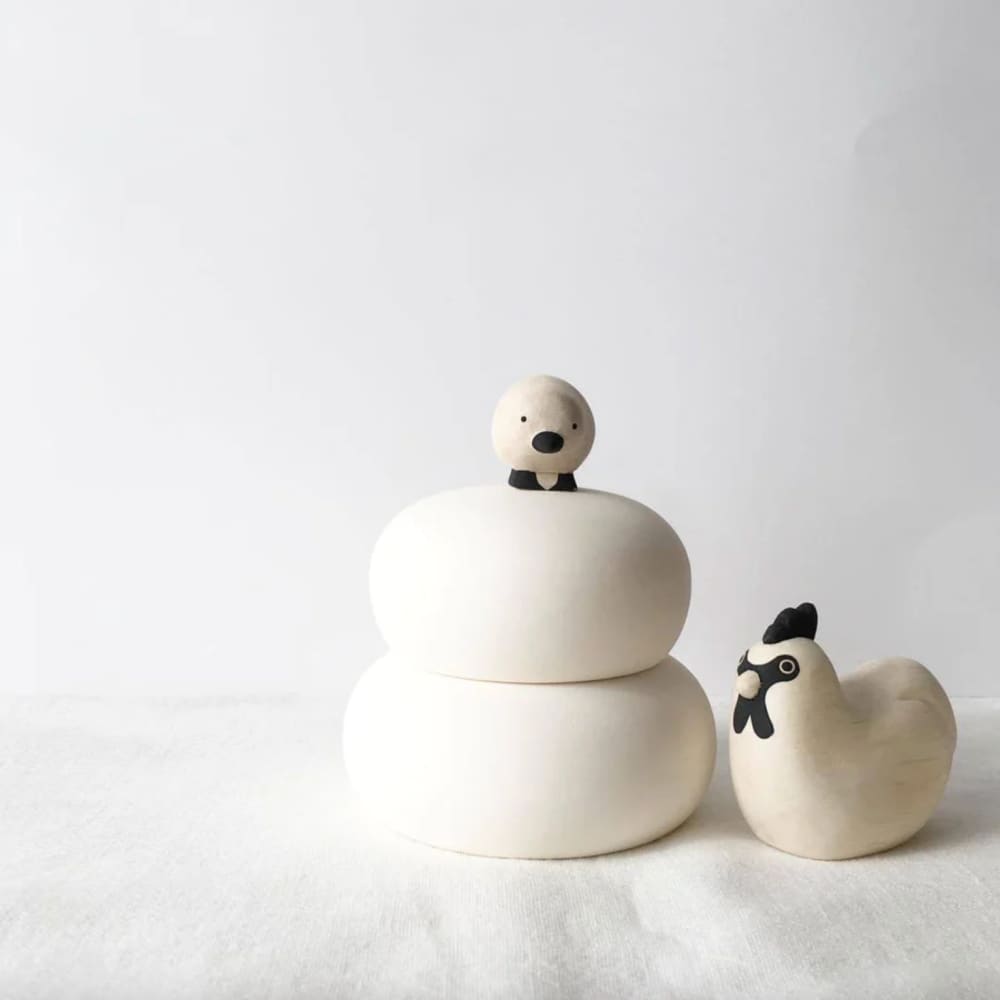 Figurine Poule Parent en Bois