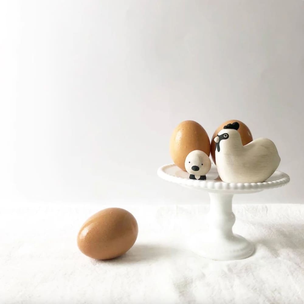 Figurine Poule Parent en Bois