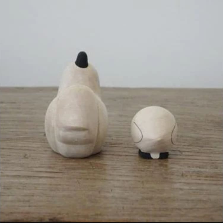 Figurine Poule Parent en Bois