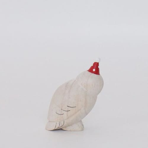 Figurine en bois - Parent chouette avec chapeau de fête
