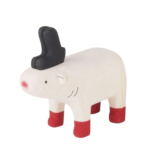 Figurine en bois - Renne de Noël aux chaussettes rouges