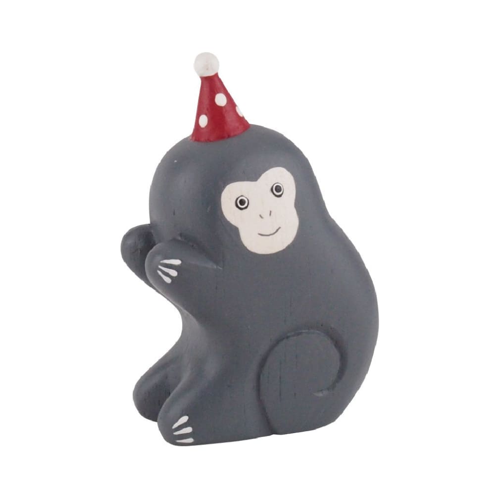 Figurine en bois - Singe avec chapeau de fête