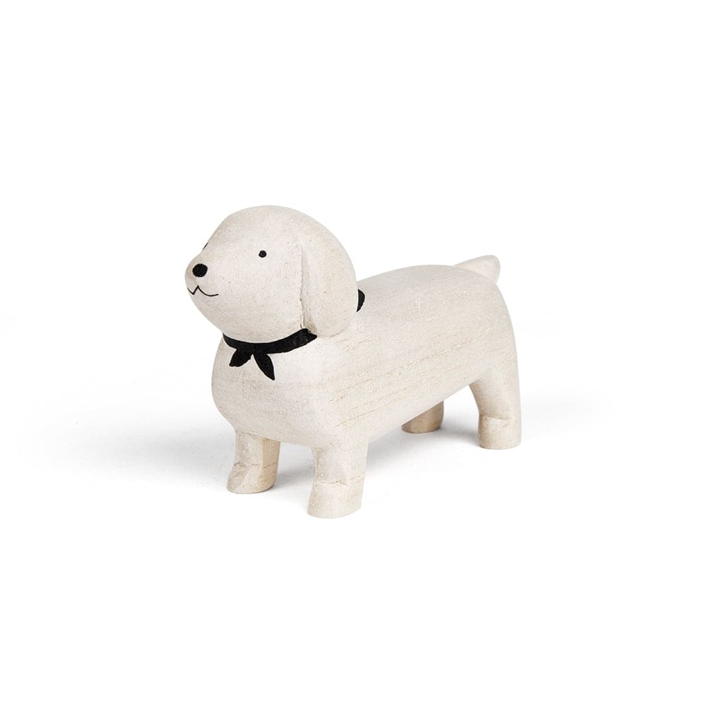 Figurine Teckel Blanc en Bois