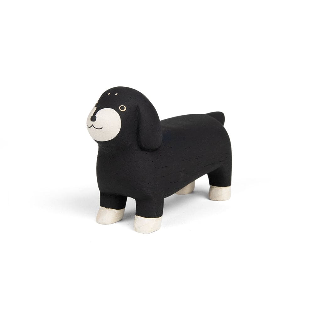 Figurine Teckel Noir en Bois