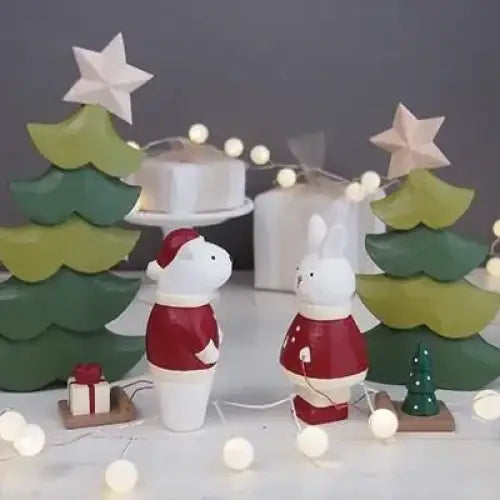 Figurine en bois – Lapin Père Noël - FIGURINES EN BOIS