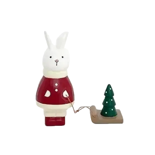 Figurine en bois – Lapin Père Noël - FIGURINES EN BOIS