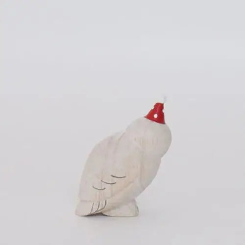 Figurine en bois - Parent chouette avec chapeau de fête - FIGURINES EN BOIS