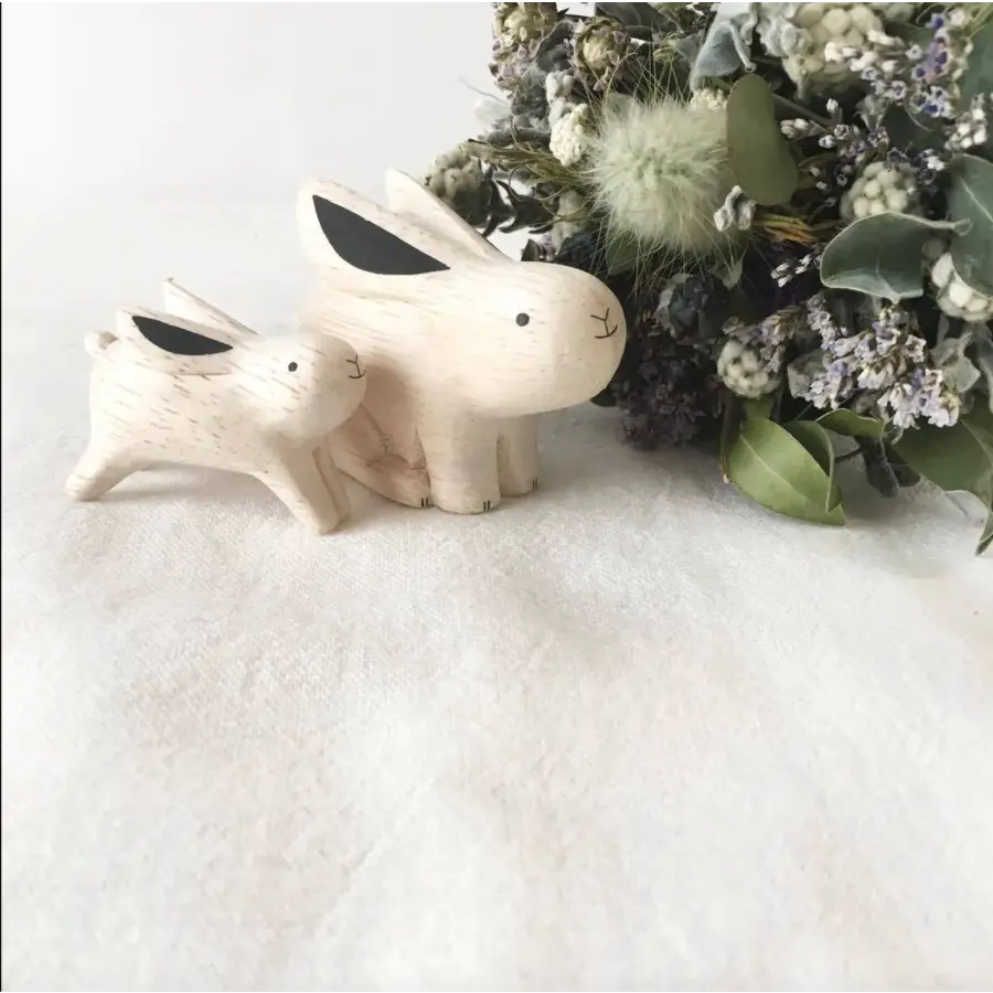 Figurine Lapin Parent en Bois - Wodden Animal